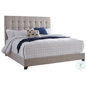 Dolante Contemporary Beige King Upholstered Panel Bed