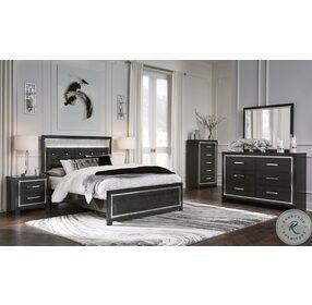 Kaydell Black Lighted Upholstered Panel Bedroom Set