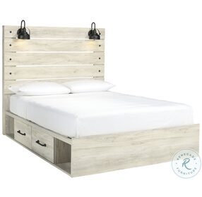 Cambeck Whitewash Queen Panel Bed with One Side Storage
