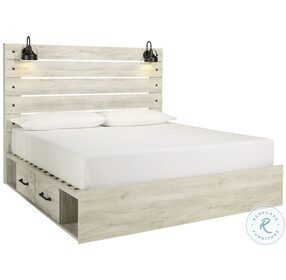 Cambeck Whitewash King Panel Bed with Double Under Bed Storage