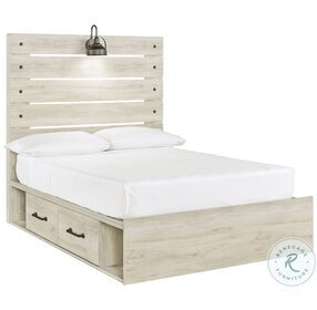 Cambeck Whitewash Full Panel Bed with One Side Storage