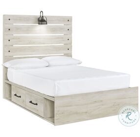 Cambeck Whitewash Full Panel Bed with Double Under Bed Storage