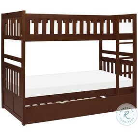 Rowe Dark Cherry Twin Over Twin Bunk Bed with Trundle
