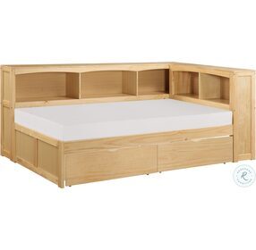 Bartly Natural Pine Twin Bookcase Corner Bed With Storage Boxes