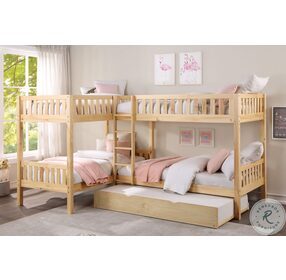Bartly Natural Pine Youth Corner Bunk Bedroom Set With Trundle