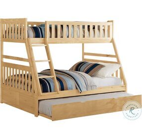 Bartly Natural Pine Twin Over Full Bunk Bed With Twin Trundle