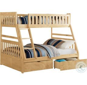 Bartly Natural Pine Twin Over Full Bunk Bed With Storage Boxes