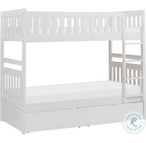 Galen White Twin Over Twin Bunk Bed With Storage Boxes