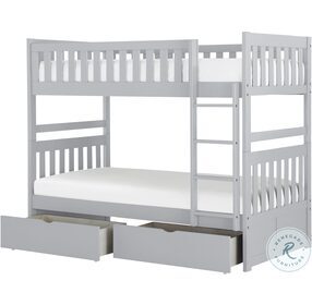 Orion Gray Twin Over Twin Bunk Bed With Storage Boxes