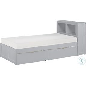 Orion Gray Twin Bookcase Bed With Storage Boxes