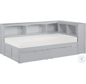 Orion Gray Twin Bookcase Corner Bed With Storage Boxes