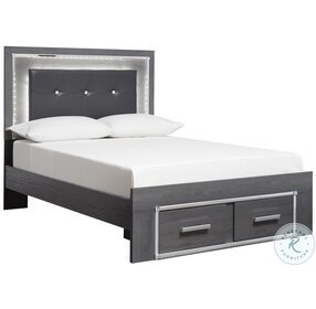 Lodanna Gray Queen Upholstered Panel Storage Bed