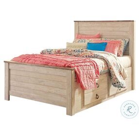 Willowton Whitewash Full Single Side Under Bed Storage Panel Bed