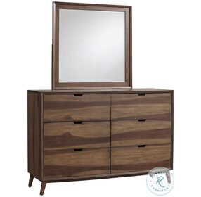 Bungalow Caramel 6 Drawer Double Dresser With Mirror