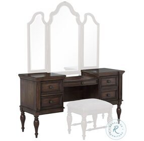 Grand Statement Rich Brown Acacia Vanity Base With Marble Center