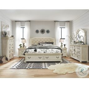 Bronwyn Alabaster Upholstered Sleigh Storage Bedroom Set