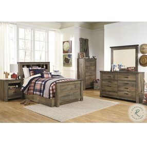 Trinell Brown Youth Bookcase Bedroom Set with 1 Large Storage Drawer