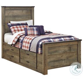 Trinell Brown Twin Panel Bed With 2 Storage Drawers
