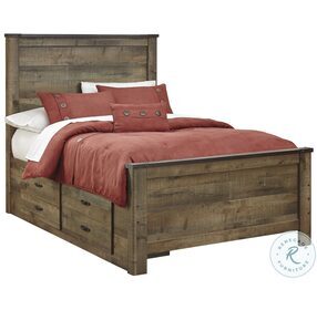 Trinell Brown Full Panel Bed With 2 Storage Drawers