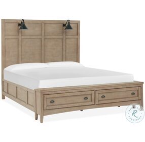 Paxton Place Dovetail Grey Lamp King Storage Panel Bed