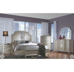Regency Park Pearlized Silver Panel Bedroom Set