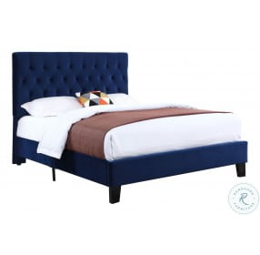 Dalton Cobalt Velvet Full Upholstered Platform Bed