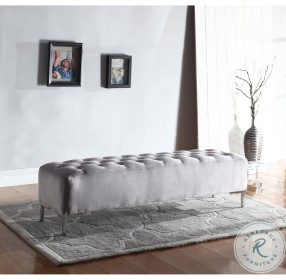 James Cloud Gray Upholstered Bench