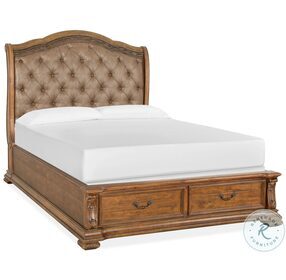 Durango Willadeene Brown And Hickory Queen Upholstered Sleigh Storage Bed