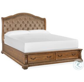 Durango Willadeene Brown And Hickory King Upholstered Sleigh Storage Bed