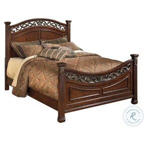 Leahlyn Warm Brown King Poster Bed