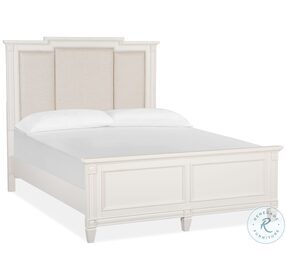 Willowbrook Egg Shell White Queen Upholstered Panel Bed