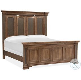 Lariat Roasted Pecan Saddle Brown Queen Panel Bed