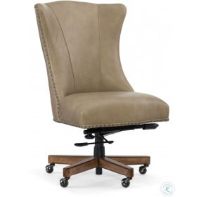 Lynn Beige Leather Home Office Swivel Chair