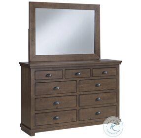 Willow Distressed Auburn Cherry 9 Drawer Double Dresser With Mirror
