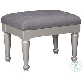 Coralayne Silver Upholstered Stool