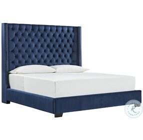 Coralayne Blue King Upholstered Panel Bed