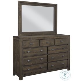 Falcon Bluff Distressed Saddle 9 Drawer Dresser With Mirror