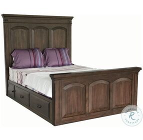 Aspen Village Lightly Distressed Toasted Mahogany Queen Storage Panel Bed