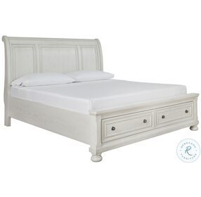 Robbinsdale Antique White Queen Sleigh Storage Bed