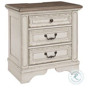 Realyn Chipped White 3 Drawer Nightstand