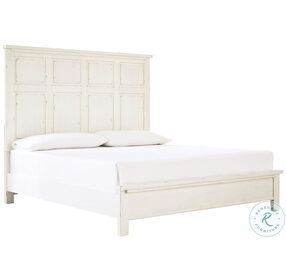 Braunter Aged White King Panel Bed