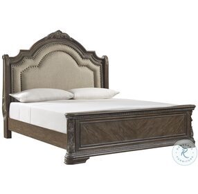 Charmond Brown Queen Upholstered Panel Bed