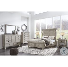 Harrastone Weathered Light Gray Storage Panel Bedroom Set