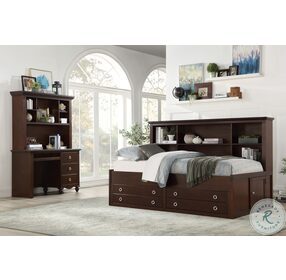 Meghan Espresso Youth Lounge Bookcase Storage Bedroom Set