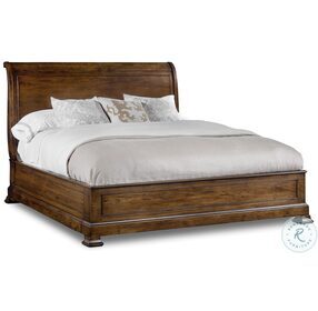 Archivist Dark Wood King Sleigh Bed With Low Footboard