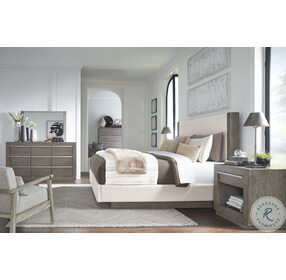 Anibecca Weathered Grey Upholstered Panel Bedroom Set