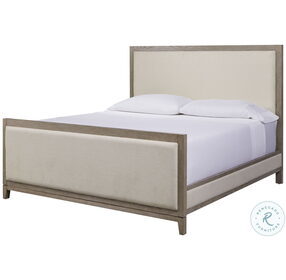 Chrestner Grey And Beige King Upholstered Panel Bed