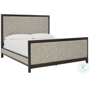 Burkhaus Brown And Beige King Upholstered Panel Bed