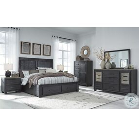 Foyland Black Panel Storage Bedroom Set