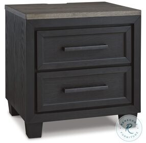Foyland Black And Brown Two Drawer Nightstand